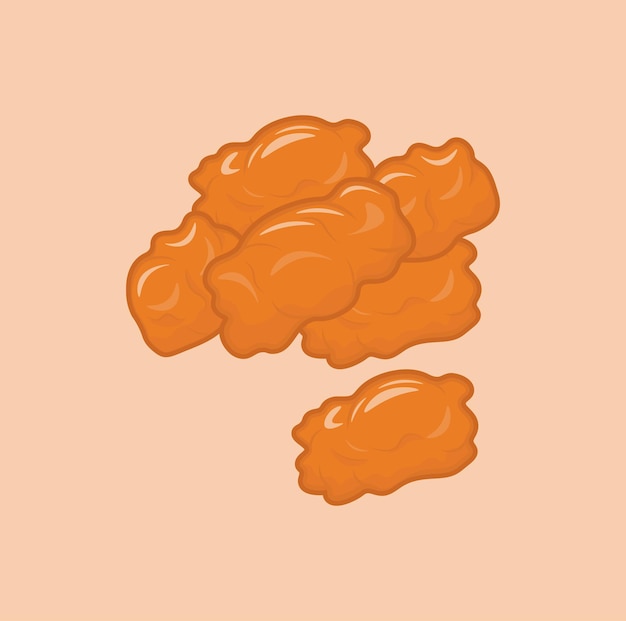 Vetor ilustração de alimentos na forma de nuggets de desenho animado fofos com personagens fofos em forma vetorial