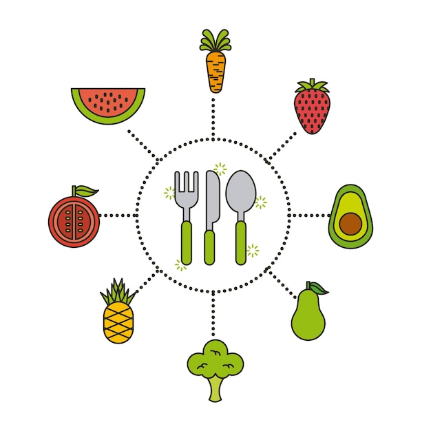 Vetor ilustração de alimentos saudáveis