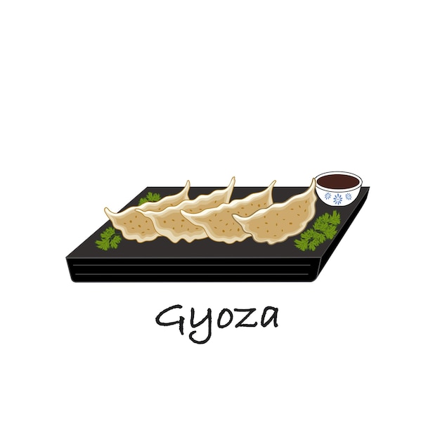 Vetor ilustração de alimentos vetoriais de bolinhos japoneses gyoza