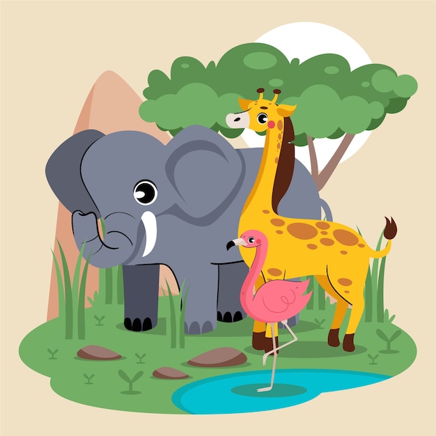 Ilustração de amigos animais africanos