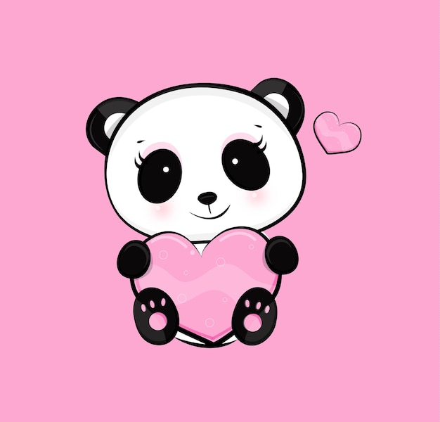 Vetor ilustração de amor de panda fofo dos desenhos animados vetor premium