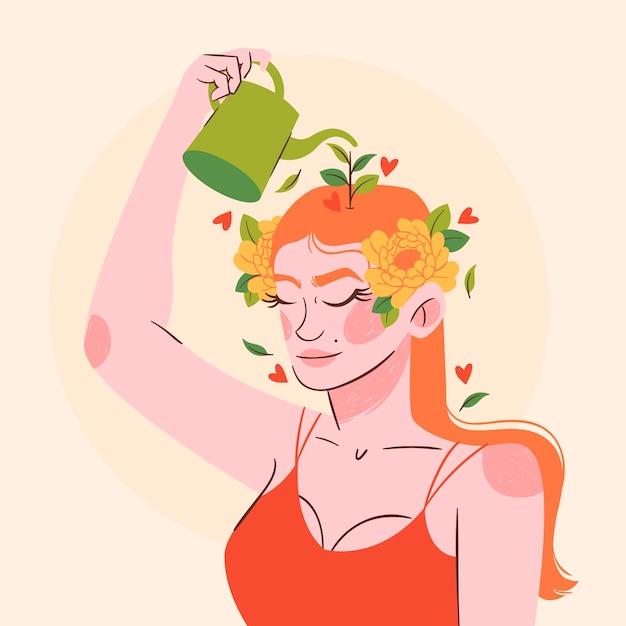 Ilustração de amor próprio desenhada à mão