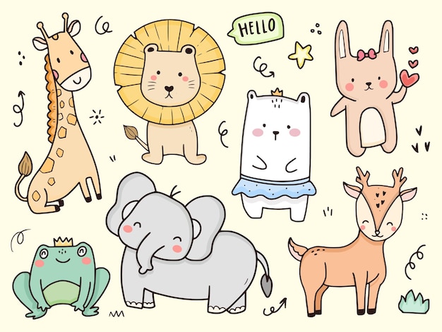 Desenho de página para colorir de doodle kawaii bonito animal de desenho de  urso