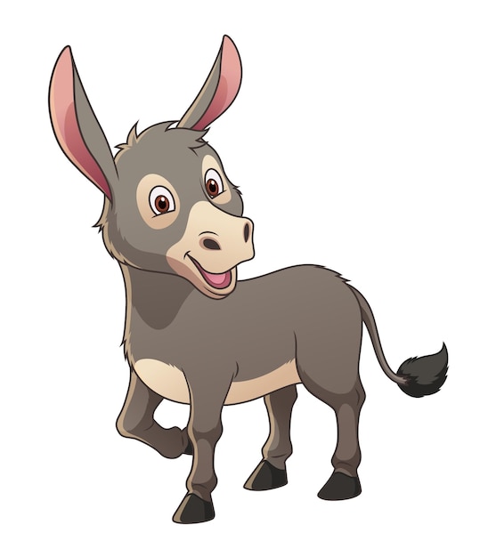 Vetor ilustração de animal de desenho animado de burrinho