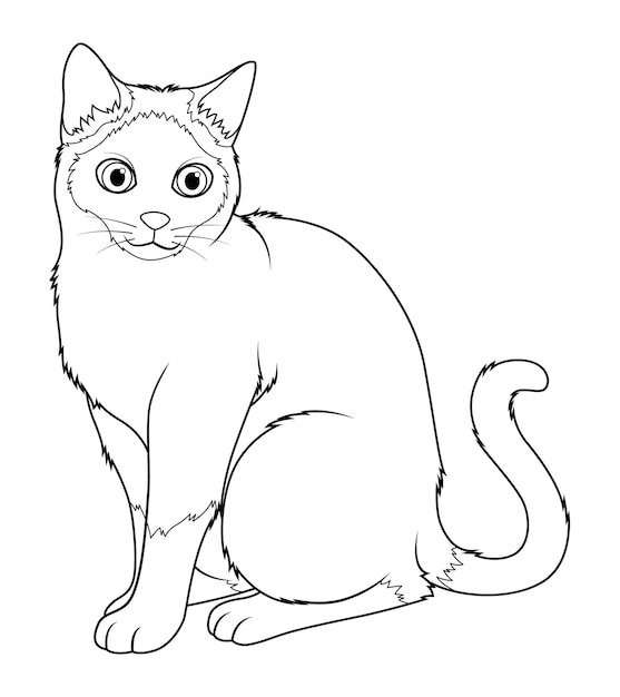 Vetor ilustração de animal de desenho animado de gato siamês bw