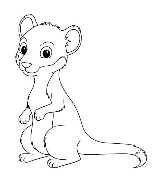 Ilustração de animal de desenho animado pequena doninha bw