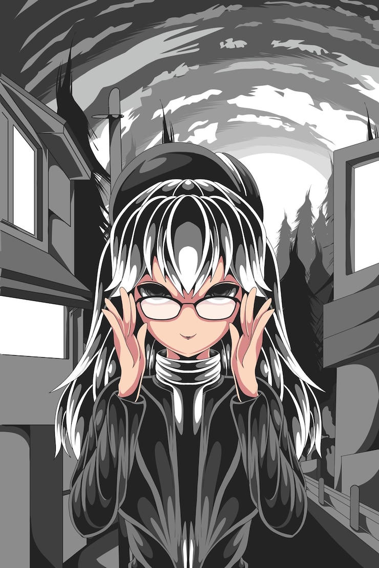 Vetor ilustração de anime de mulher sombria