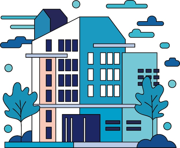 Ilustração de apartamento de estilo moderno em estilo doodle