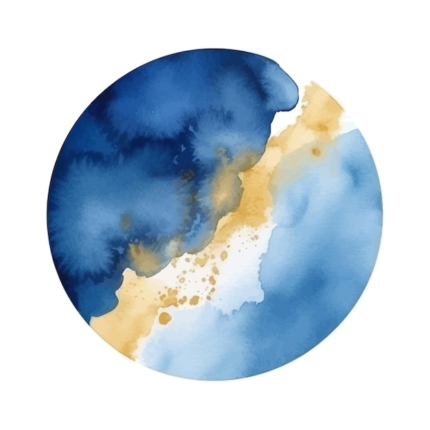 Ilustração de aquarela azul e ouro isolado no fundo branco