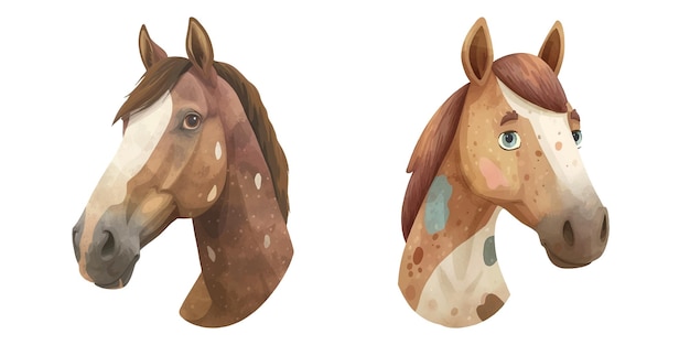 Ilustração de aquarela de cavalo castanho bonito