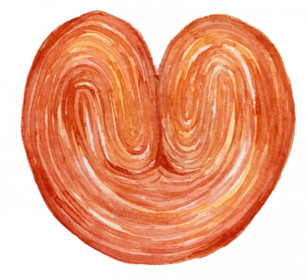 Ilustração de aquarela de pão palmier