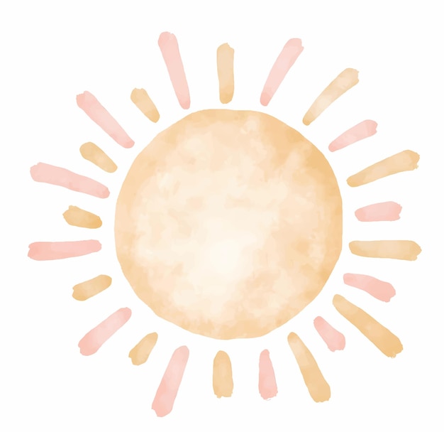 Vetor ilustração de aquarela de sol bonito