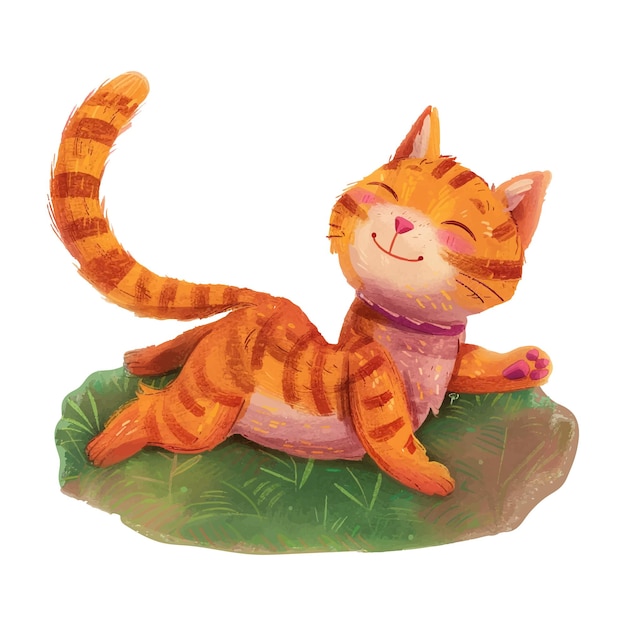 Vetor ilustração de aquarela de um gato bonito se esticando 13