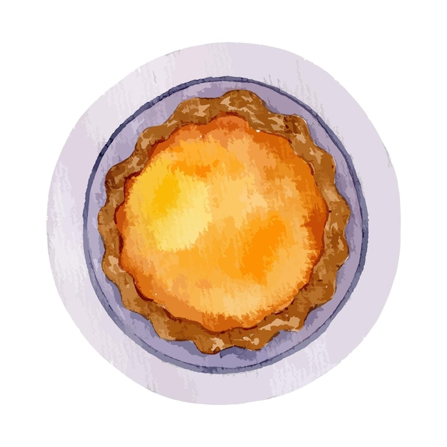 Ilustração de aquarela desenhada à mão de torta de abóbora, feliz ação de graças, bolo de férias tradicional