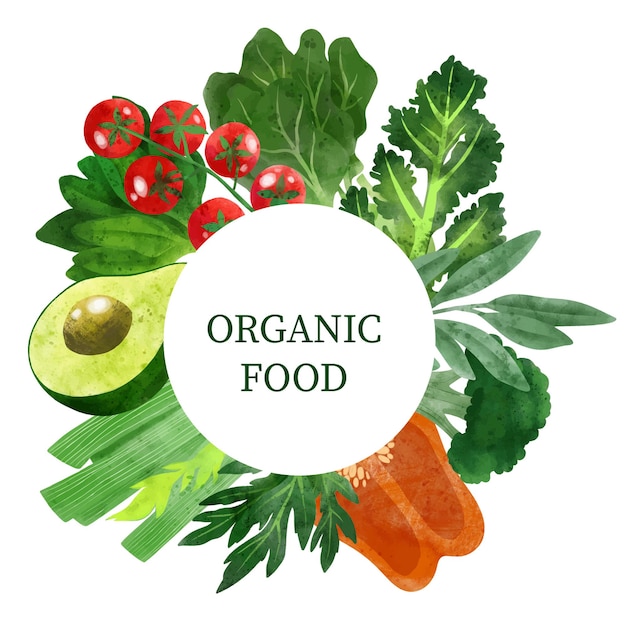 Ilustração de aquarela desenhada à mão para banner de vegetais de verão