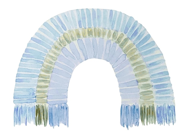 Ilustração de arco-íris boho de malha azul bebê aquarela é um conjunto de menino