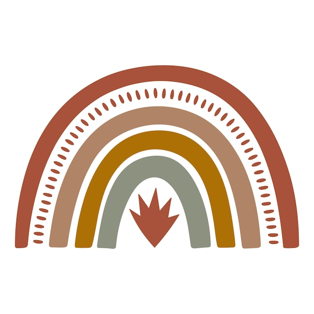 Ilustração de arco-íris Boho em cores terrosas com design caprichoso perfeito para vibrações lúdicas e artísticas