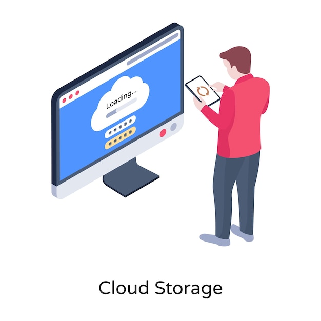 Ilustração de armazenamento em nuvem em estilo isométrico