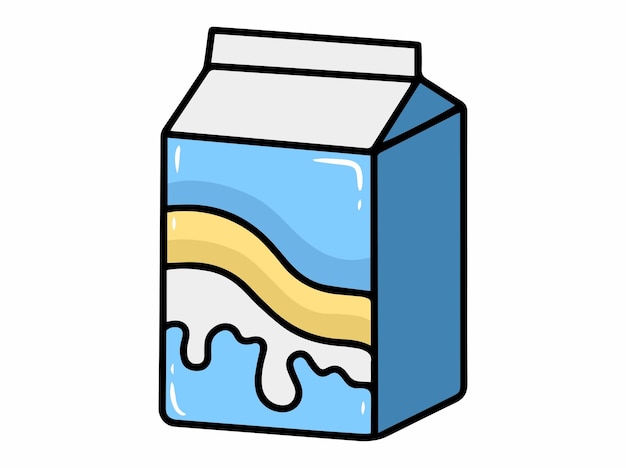Ilustração de arte de clipe de caixa de desenho animado de leite