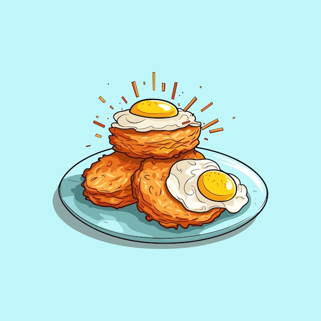 Ilustração de arte de clipe de hash browns para web de cartaz de menu