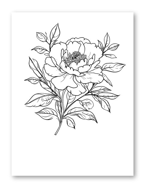 Ilustração de arte de linha de flor dália para página para colorir