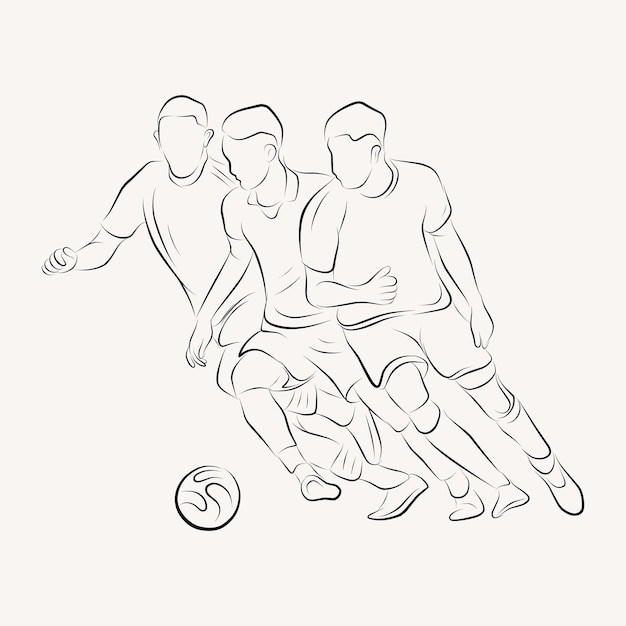 arte de linha dois jogadores de futebol em ilustração de ação vetorial  desenhada à mão isolada no fundo branco 5293802 Vetor no Vecteezy