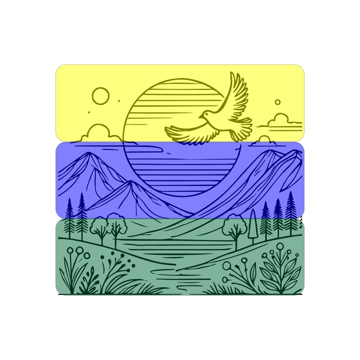 Vetor ilustração de arte de linha de natureza bonita