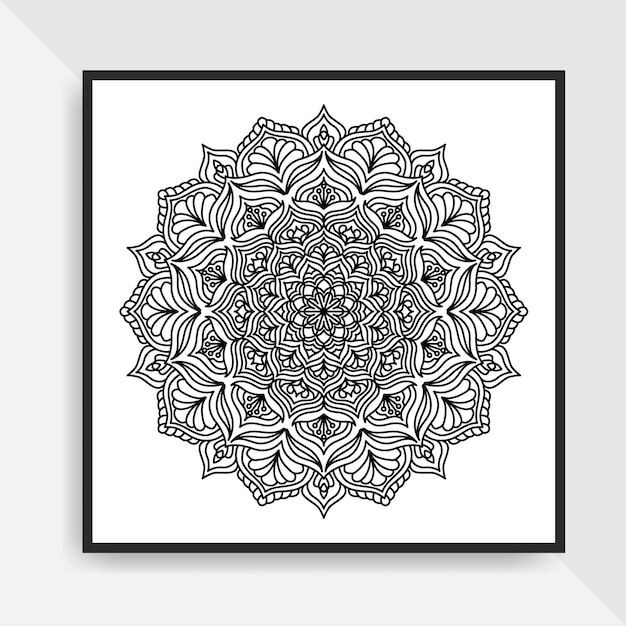 Ilustração de arte de linha desenhada à mão de padrão circular de mandala para colorir página