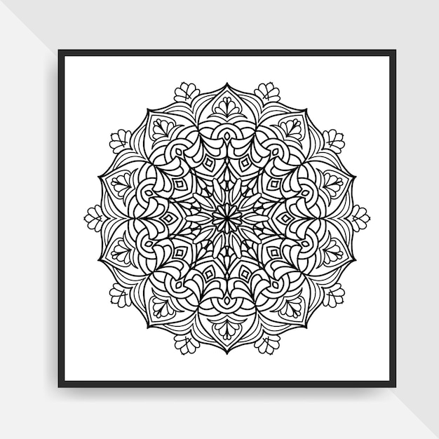 Ilustração de arte de linha desenhada à mão de padrão circular de mandala para colorir página