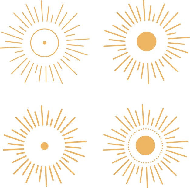 Ilustração de arte de linha svg em preto e branco de vetor de sol dourado, arquivos de cricut de desenhos celestiais de astrologia