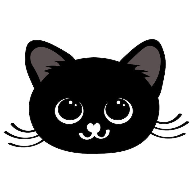 Ilustração de arte de parede cara de gato preto fofo