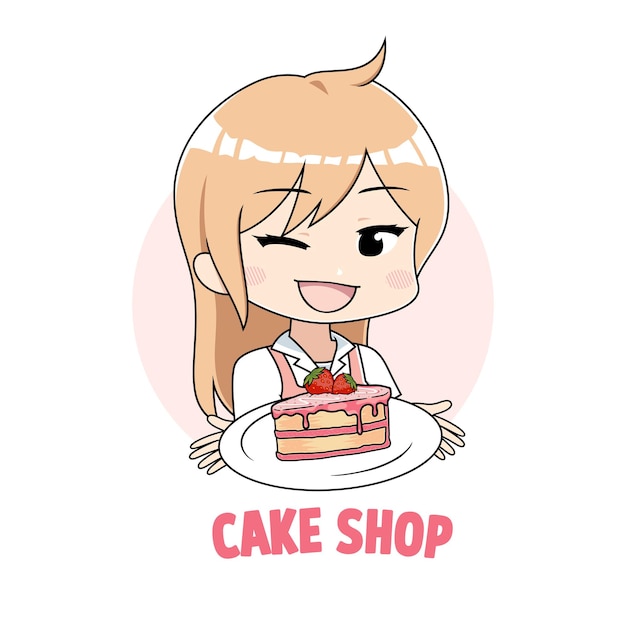 Ilustração de arte dos desenhos animados do logotipo da loja de bolos