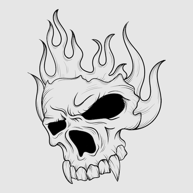 Design PNG E SVG De Ilustração De Fogo Desenho Animado Preto E Branco Para  Camisetas