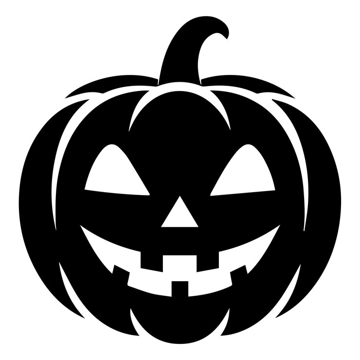 Vetor ilustração de arte vetorial de abóbora de halloween silhueta preta e branca
