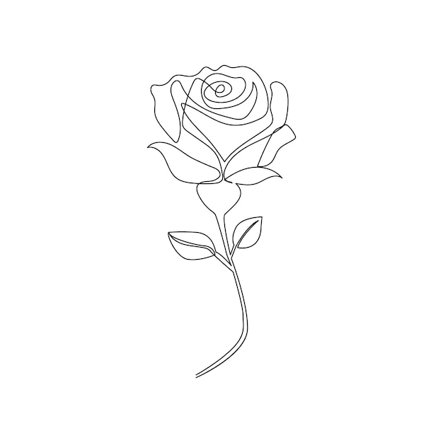 Vetor ilustração de arte vetorial de contorno de flor de rosa em uma linha contínua