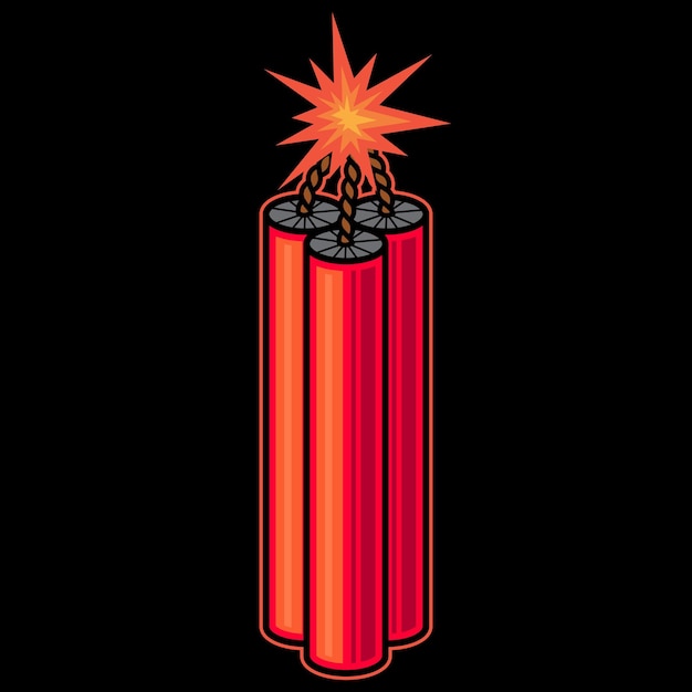 Ilustração de arte vetorial de dinamite vermelha em fundo isolado