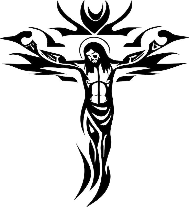 Vetor ilustração de arte vetorial de tatuagem de jesus