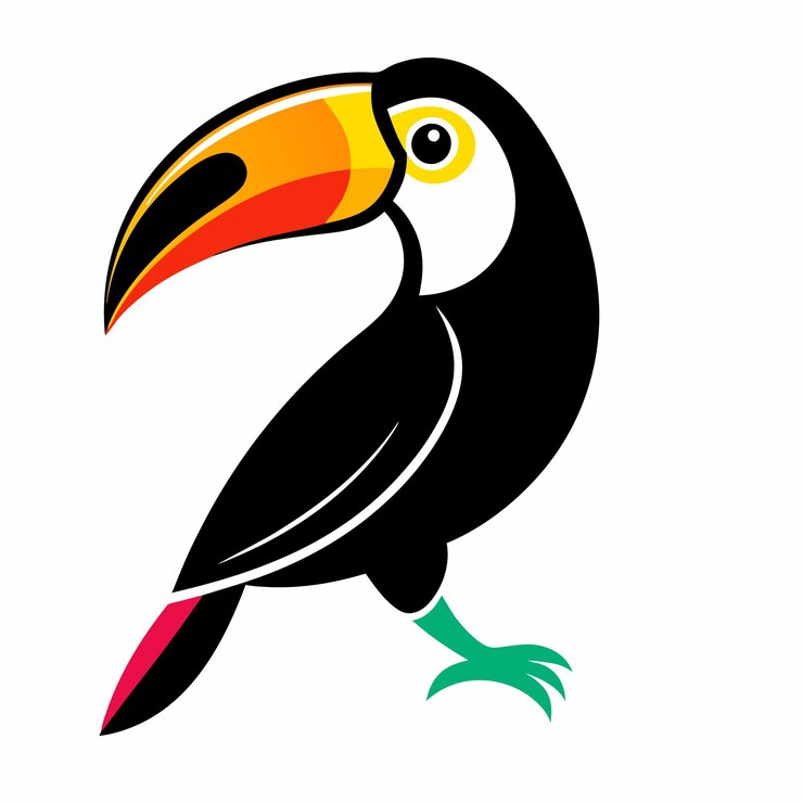 Vetor ilustração de arte vetorial de toucan bird com fundo branco isolado 20
