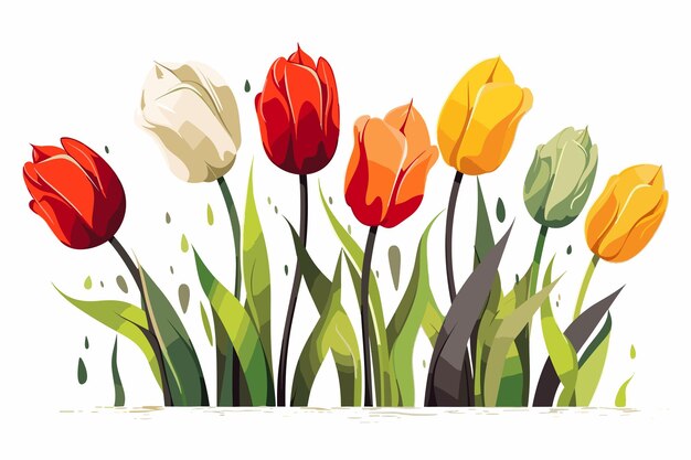 Ilustração de arte vetorial de tulipa em fundo branco