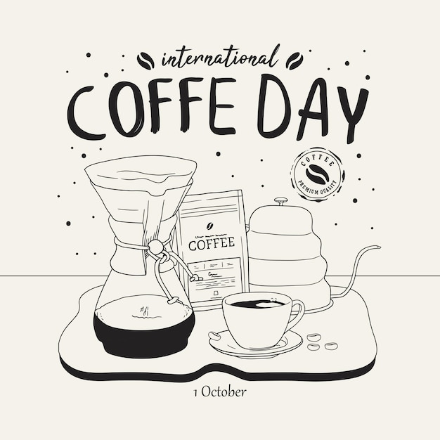 Ilustração de arte vetorial do Dia Internacional do Café