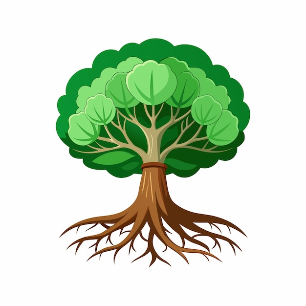 Ilustração de árvore com vetores de raízes