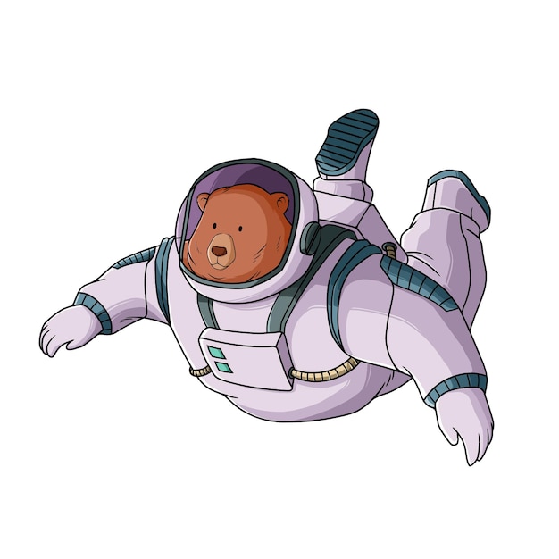 Vetor ilustração de astronauta de urso espacial