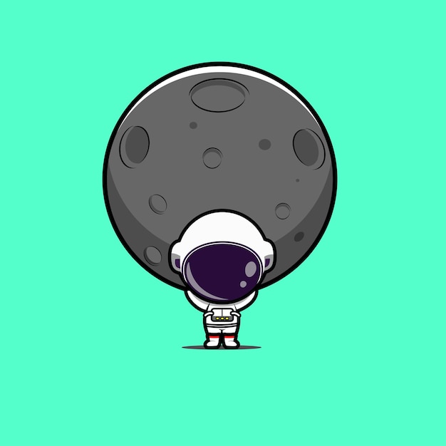 Ilustração de astronauta fofo carregando a lua