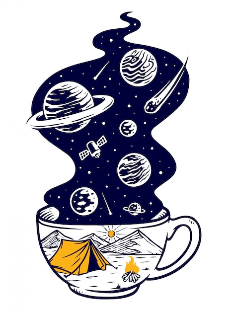 Ilustração de aventura de café