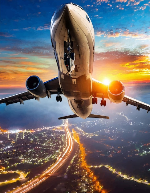 Ilustração de avião nas nuvens