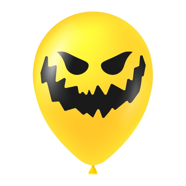 Vetor ilustração de balão amarelo de halloween com cara assustadora e engraçada