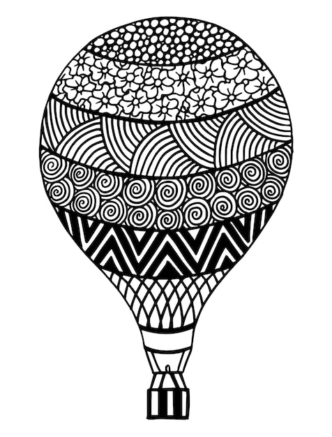 Ilustração de balão de ar quente, desenho a mão