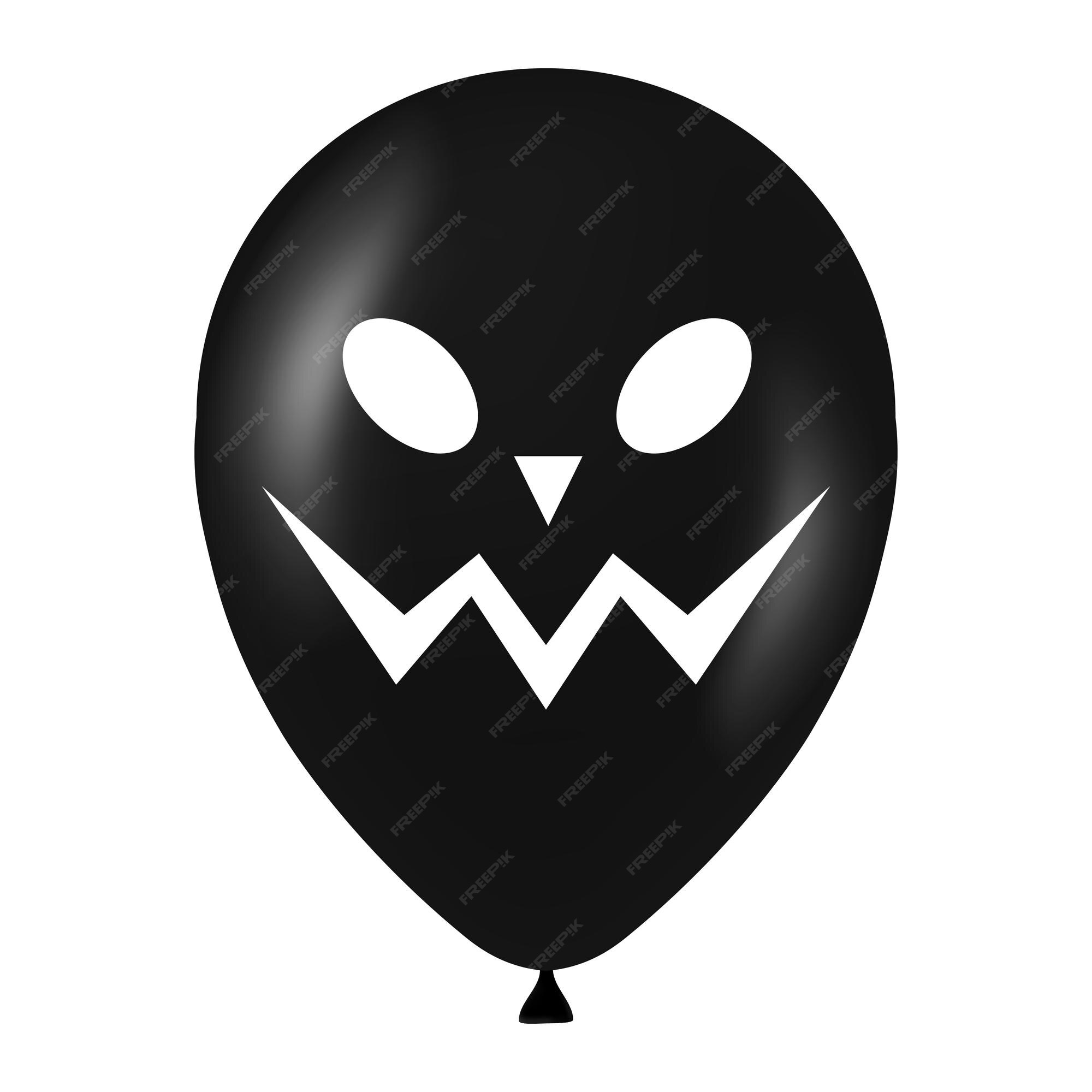 Ilustração de balão preto de halloween com cara assustadora e engraçada