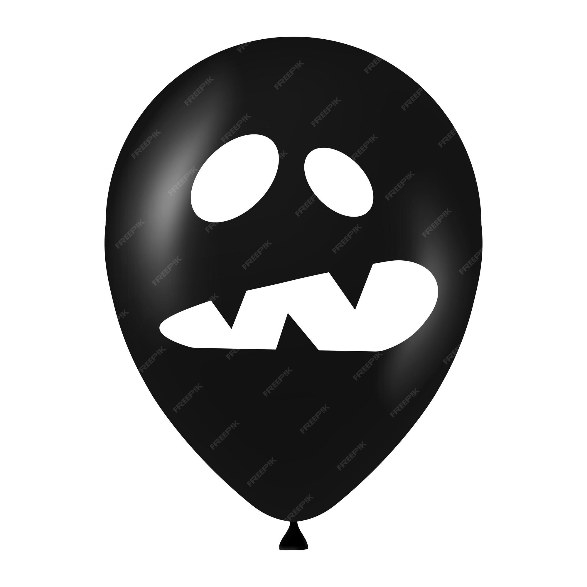 Ilustração de balão preto de halloween com cara assustadora e engraçada