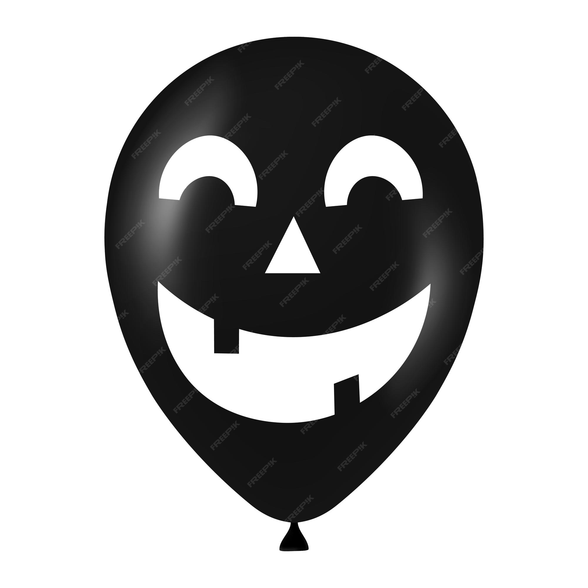 Ilustração de balão preto de halloween com cara assustadora e engraçada